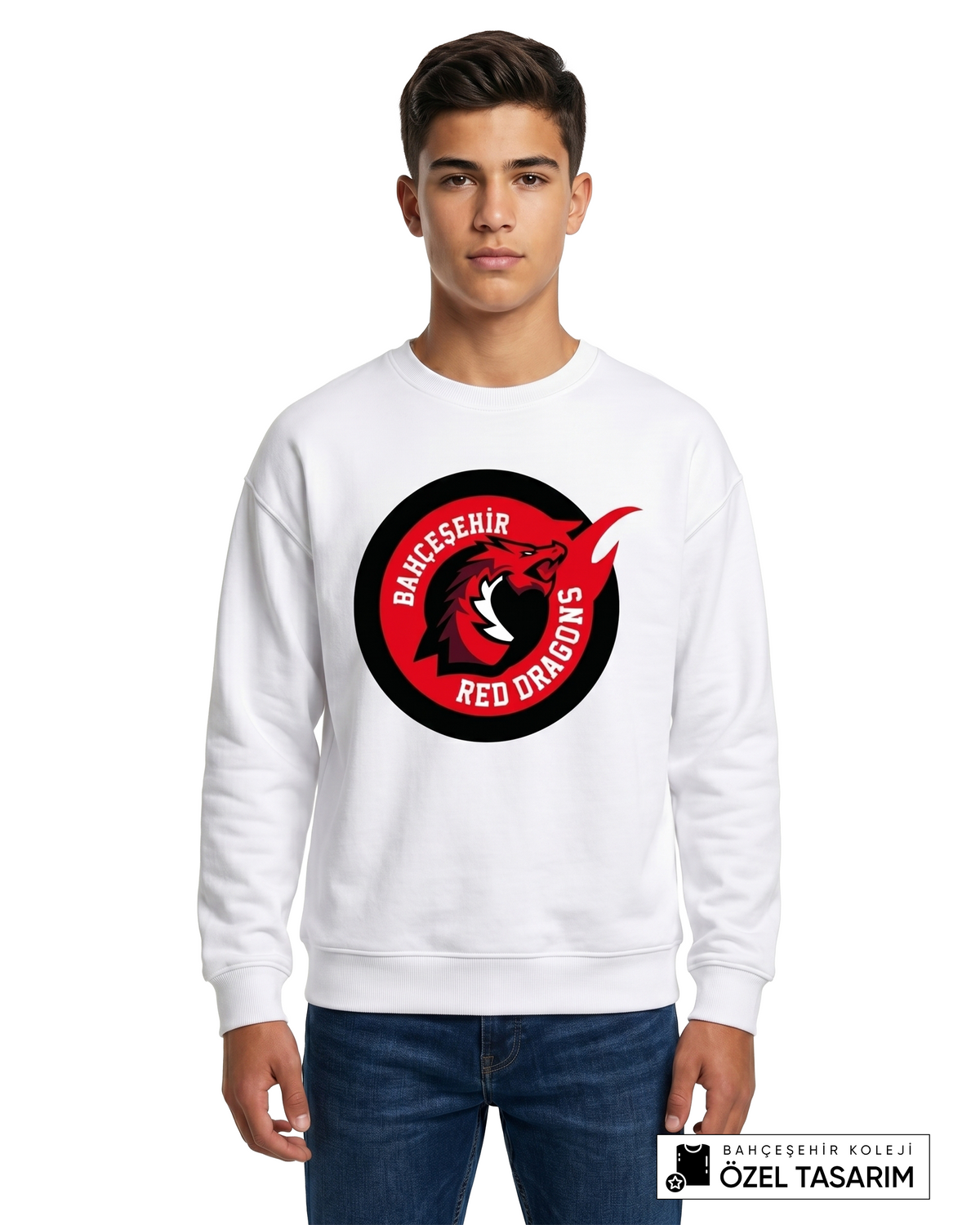 Bahçeşehir Koleji Red Dragons Logolu Özel Tasarım Sweatshirt