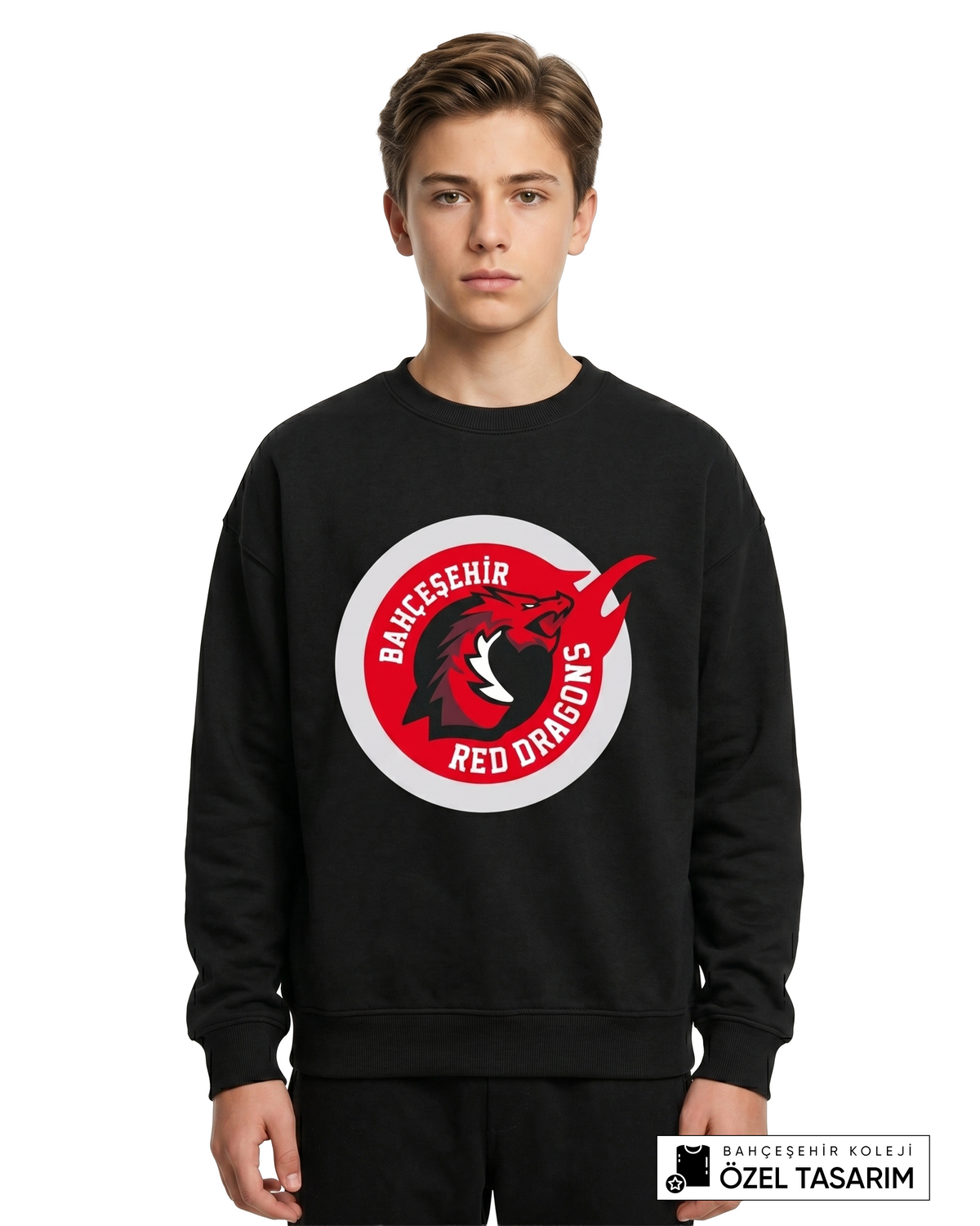 Bahçeşehir Koleji Red Dragons Logolu Özel Tasarım Sweatshirt