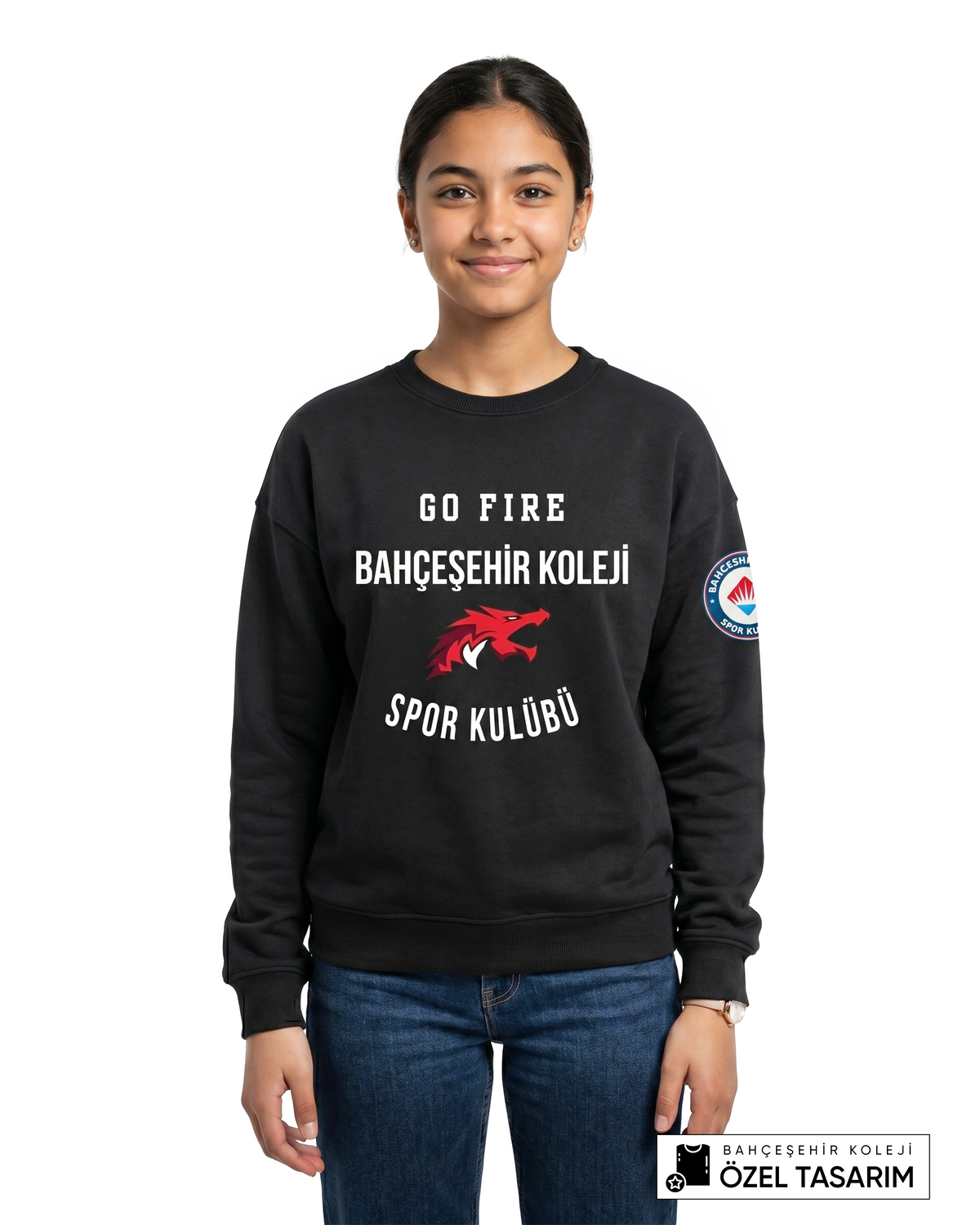 Bahçeşehir Koleji Sport Kulübü Go Fire Özel Tasarım Yazılı Sweatshirt