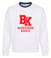 Bahçeşehir Lacivert Yaka Kırmızı Logolu Beyaz Sweatshirt