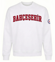 Bahçeşehir Kırmızı Logo Beyaz Sweatshirt
