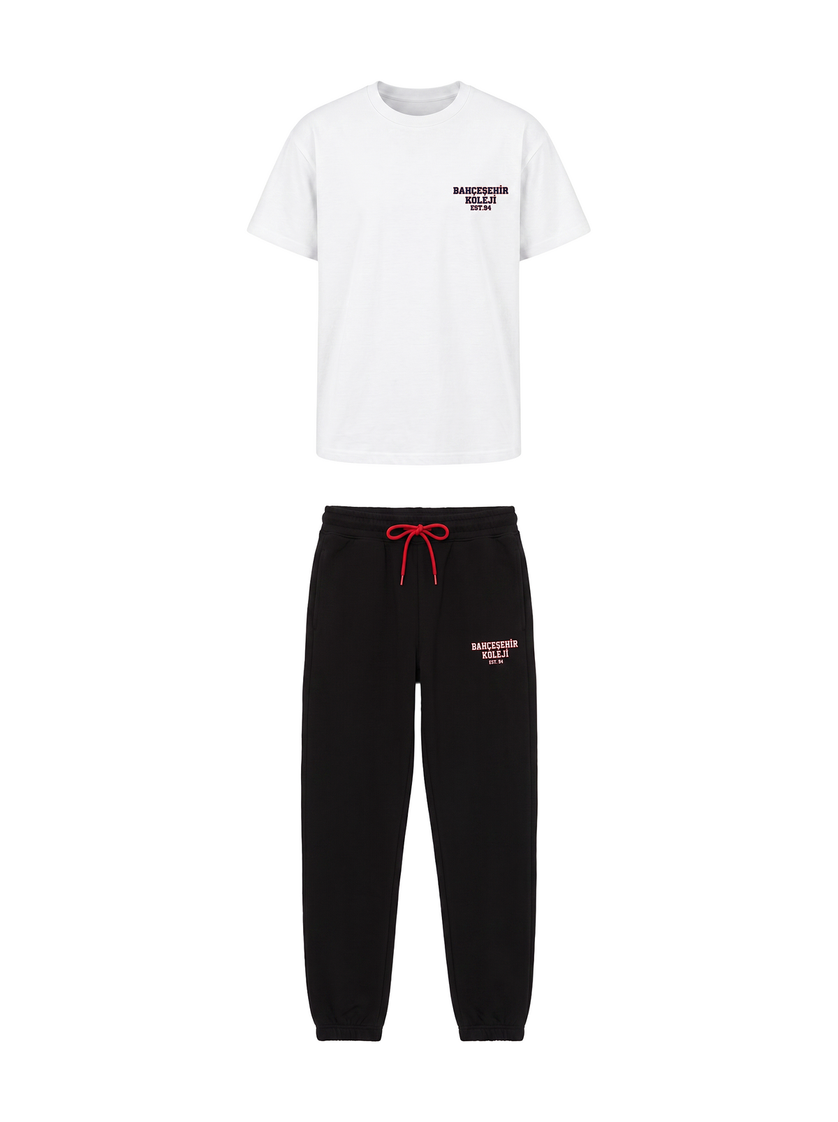 Bahçeşehir Koleji 26-27 Yeni Sezon Siyah Eşofman + Özel Tasarım Beyaz T-Shirt Kombini